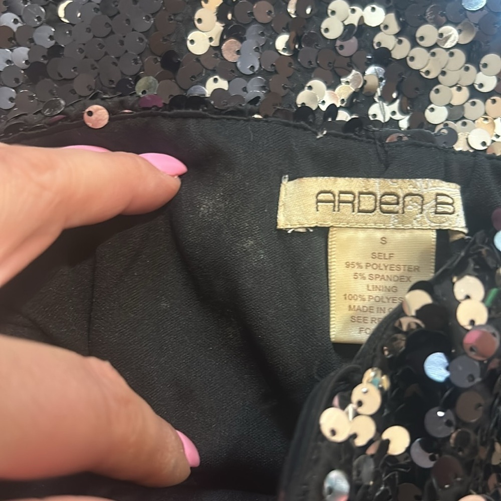 Arden B Black and Silver Sequin Strapless Mini Dress Small - Picture 6 of 7